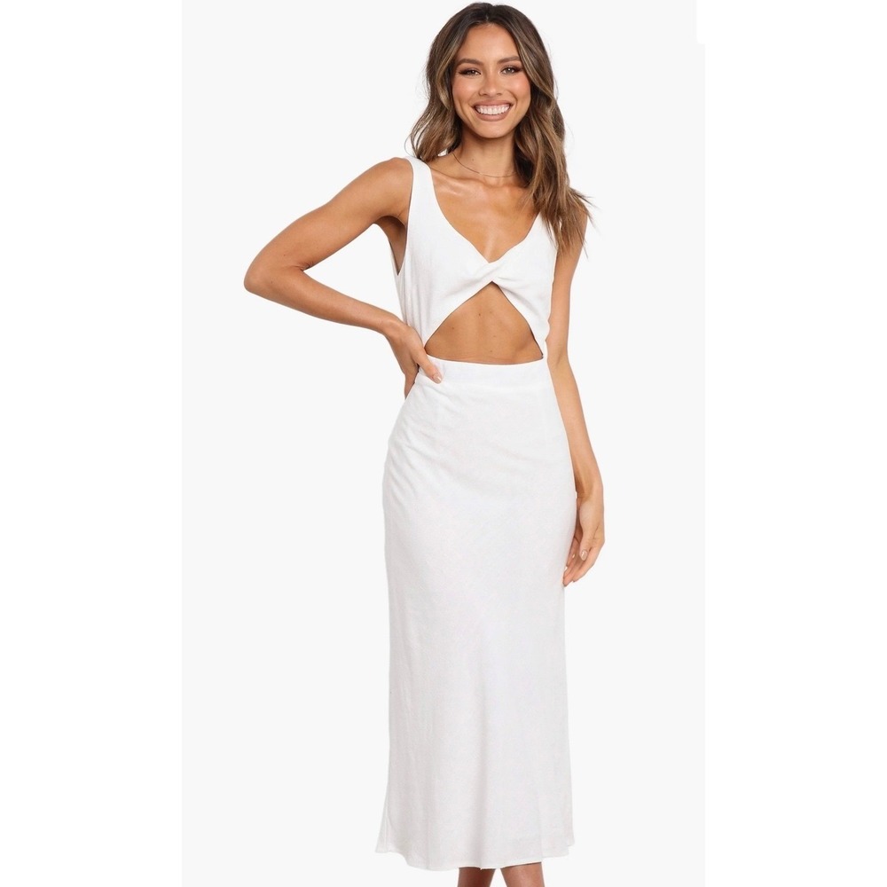 Petal & Pup White Cutout Twist Front Midi Dress Size 10 Bridal Resort Summer